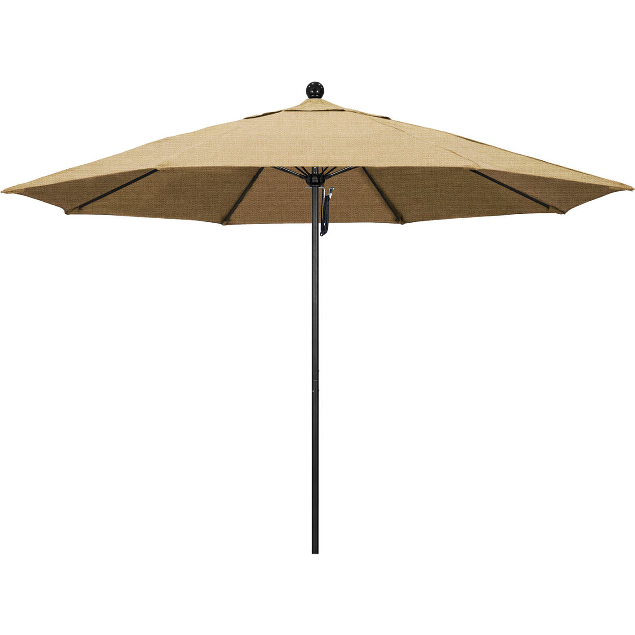 Venture 11' Patio Umbrella, Black Pole, Sunbrella 2A Linen Sesame Fabric