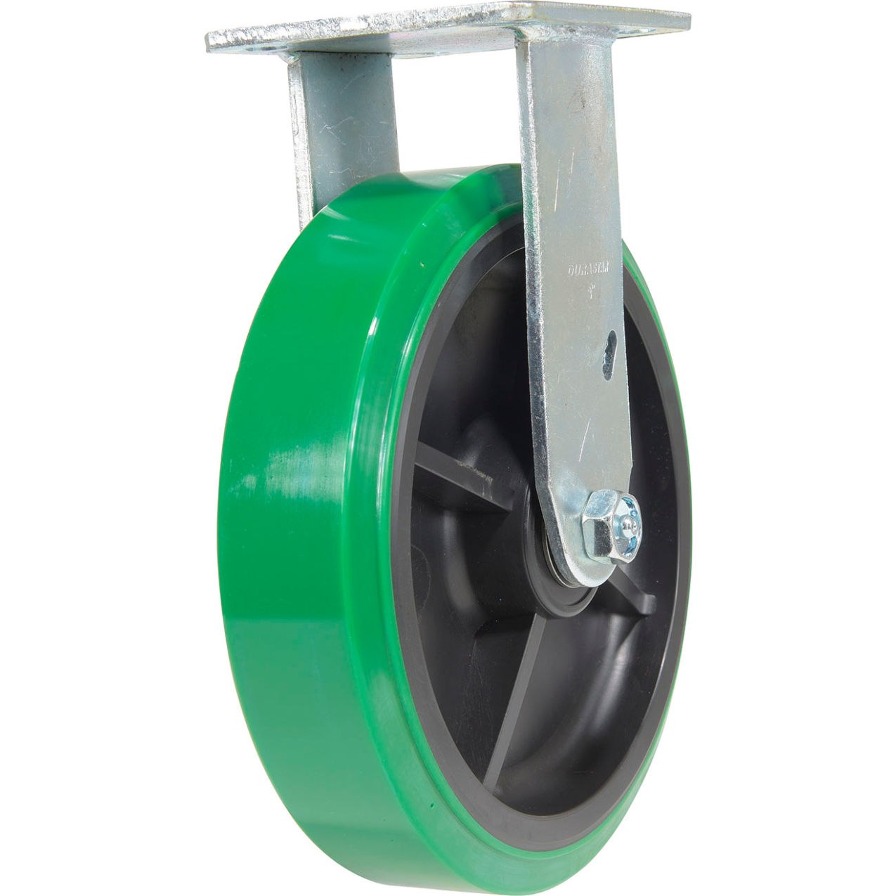 Rigid Caster 8" Dia. x 2"W, 1000 lb. Capacity, Polyurethane, Green