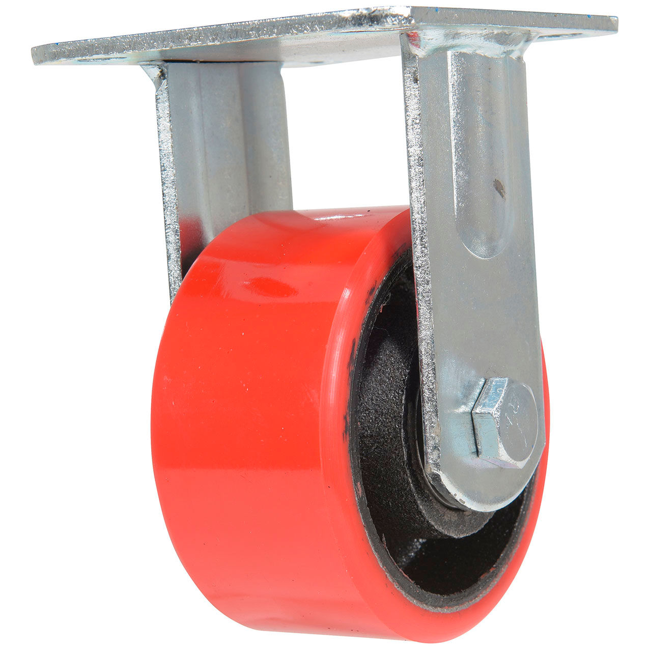 CST-VE Rigid Caster 4" Dia. x 2"W, 792 lb. Capacity, Polyurethane, Red