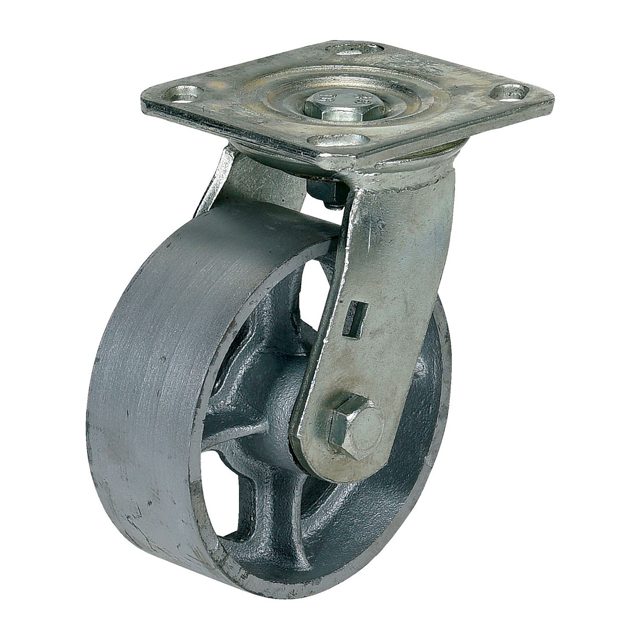 Swivel Caster, 5" Dia. x 2"W, 1000 lb. Capacity, Cast Iron/Steel, Gray