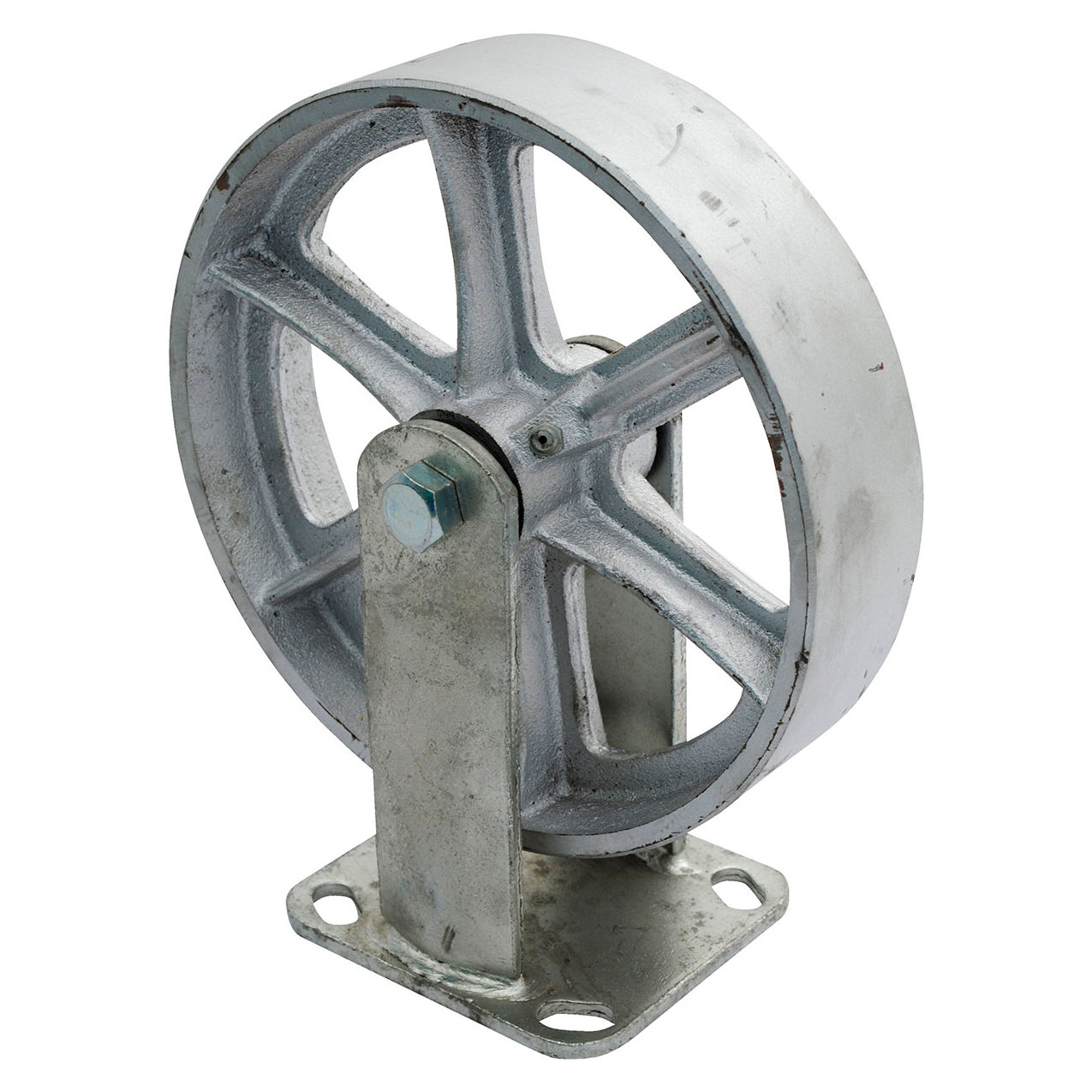 Rigid Caster 8" Dia. x 2"W, 1400 lb. Capacity, Cast Iron/Steel, Gray
