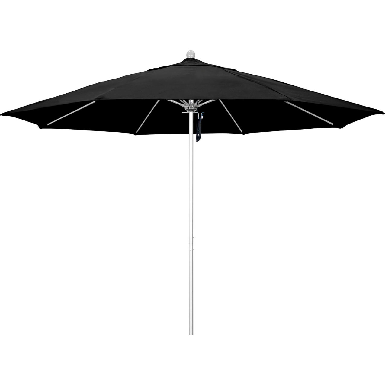 Venture 11' Patio Umbrella, Silver Pole, Olefin Black Fabric