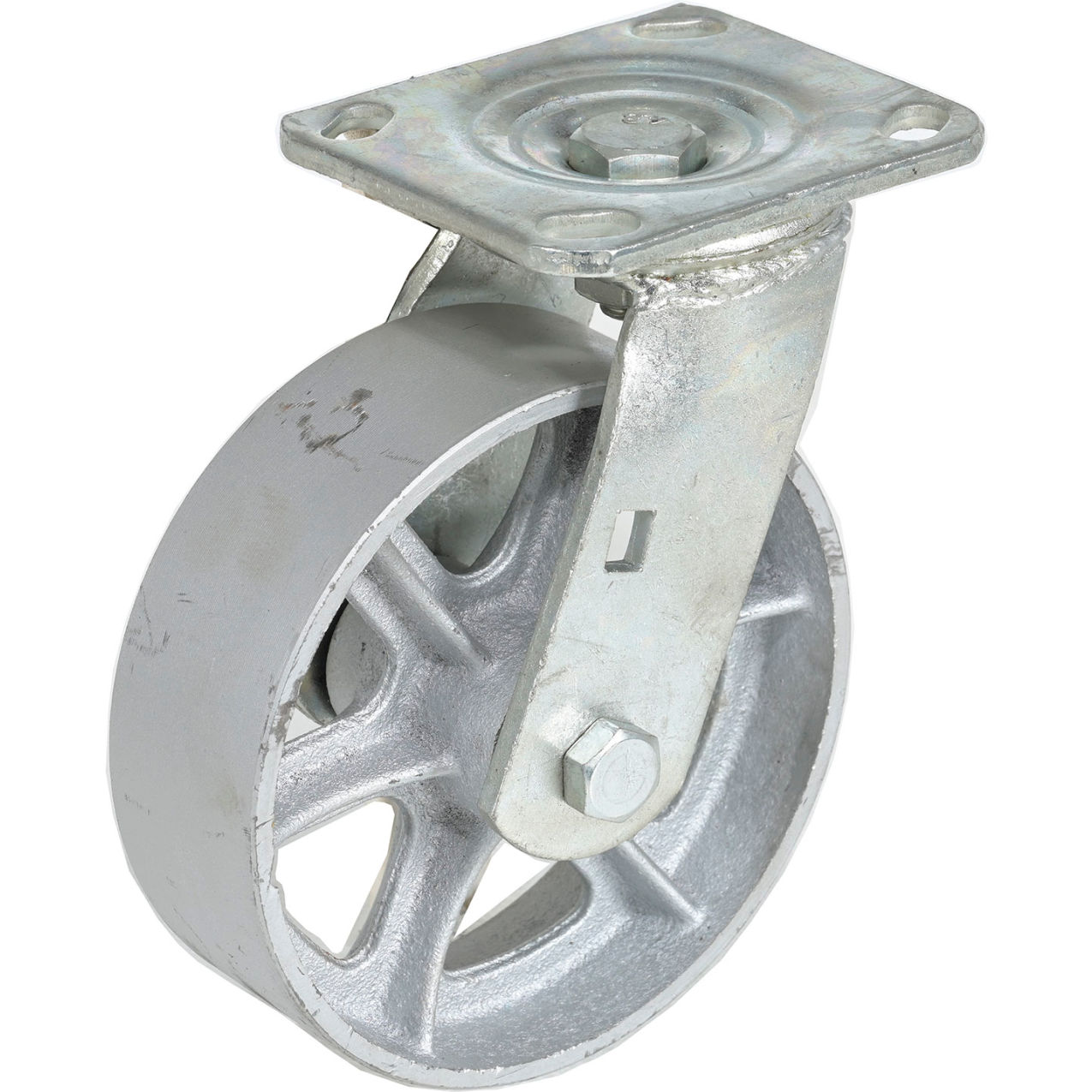 Swivel Caster 6" Dia. x 2"W, 1200 lb. Capacity, Semi-Steel, Silver