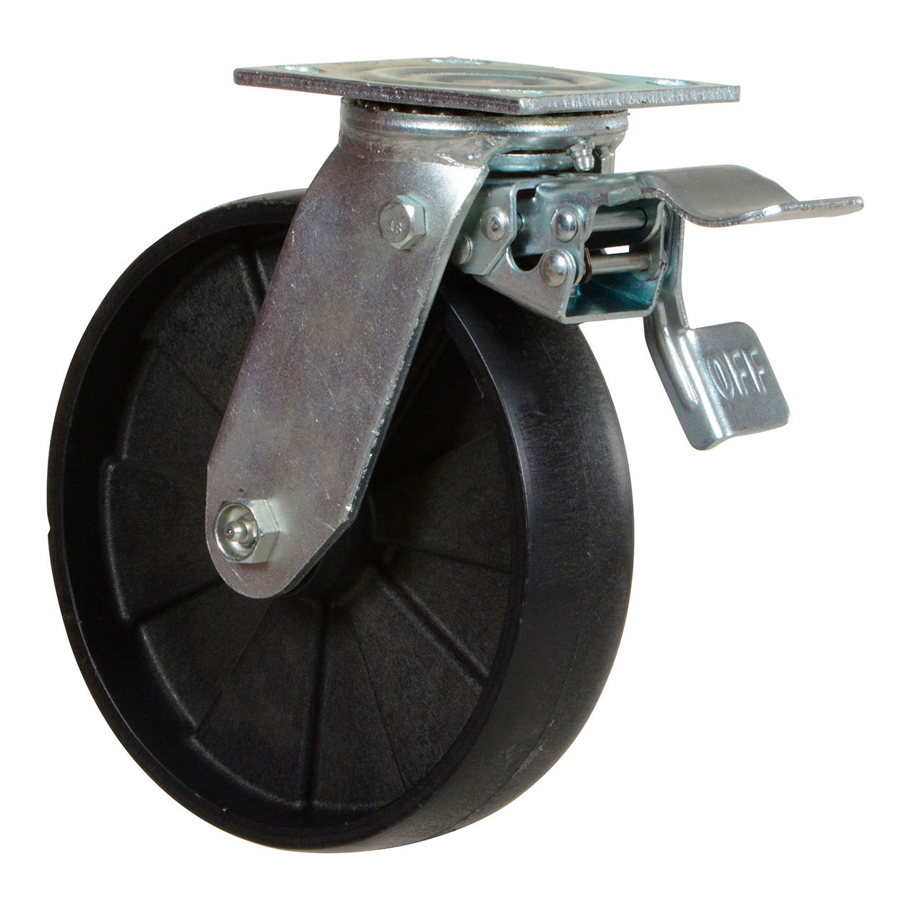 Swivel Caster 8" Dia. x 2"W, 1000 lb. Capacity, Glass Filled Nylon/GFN, Black