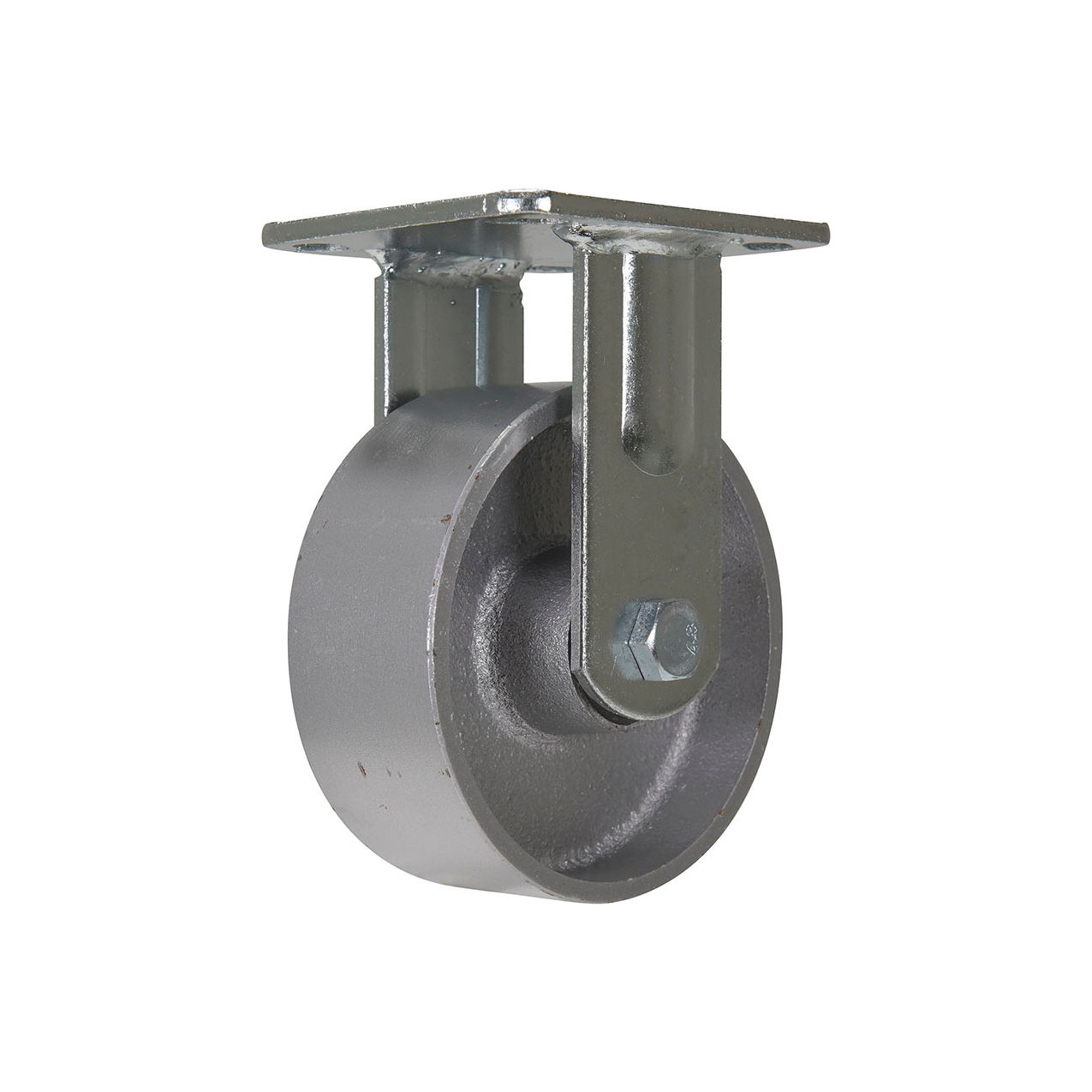 Rigid Caster 5" Dia. x 2"W, Cast Iron/Steel, 1322 lb. Capacity, Gray