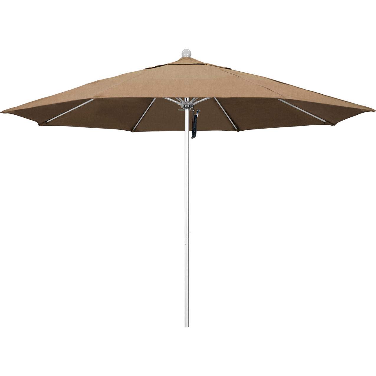 Venture 11' Patio Umbrella, Silver Pole, Sunbrella 1A Heather Beige Fabric