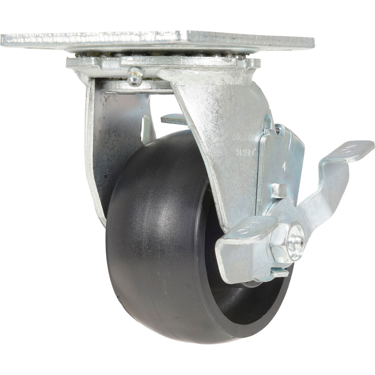 Swivel Caster 4" Dia. x 2"W with Brake, Glass Filled Nylon, 800 lb. Capacity, Black