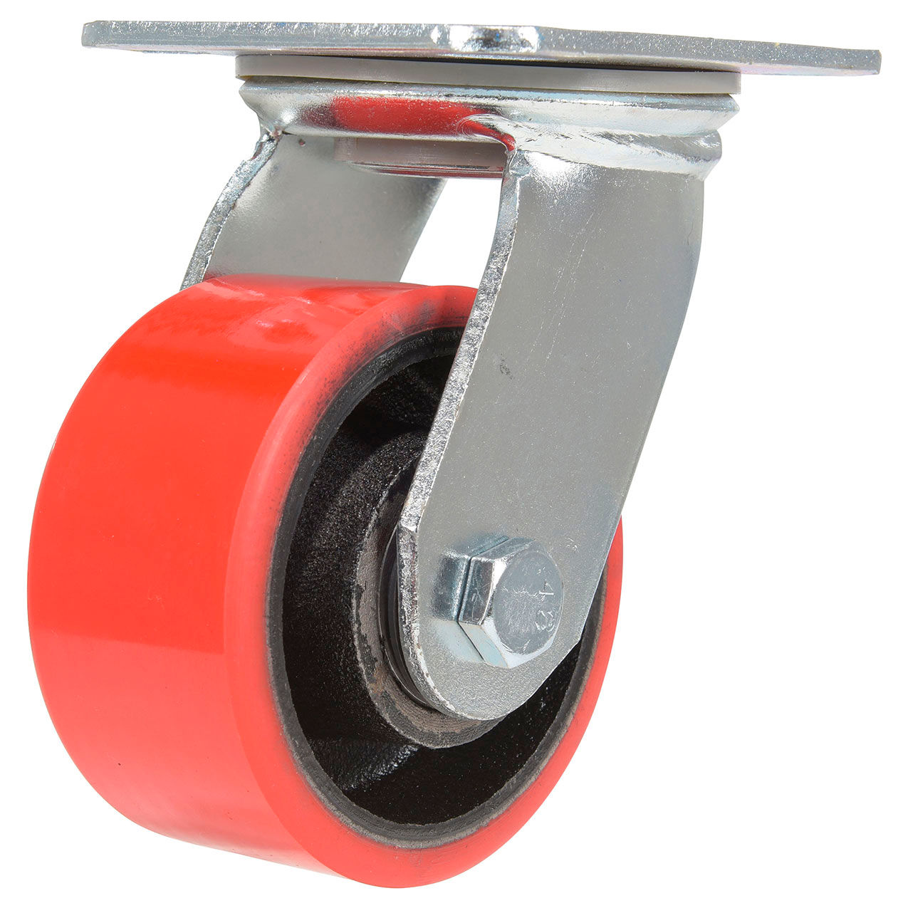 Swivel Caster 4" Dia. x 2"W, 792 lb. Capacity, Polyurethane, Red