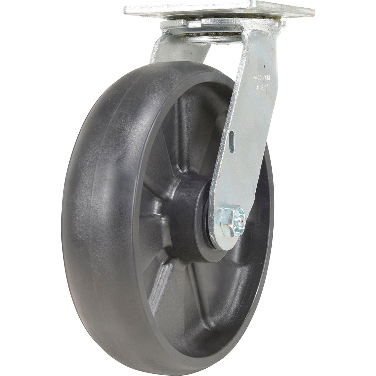 Swivel Caster 8" Dia. x 2"W, Glass Filled Nylon, 1250 lb. Capacity, Black