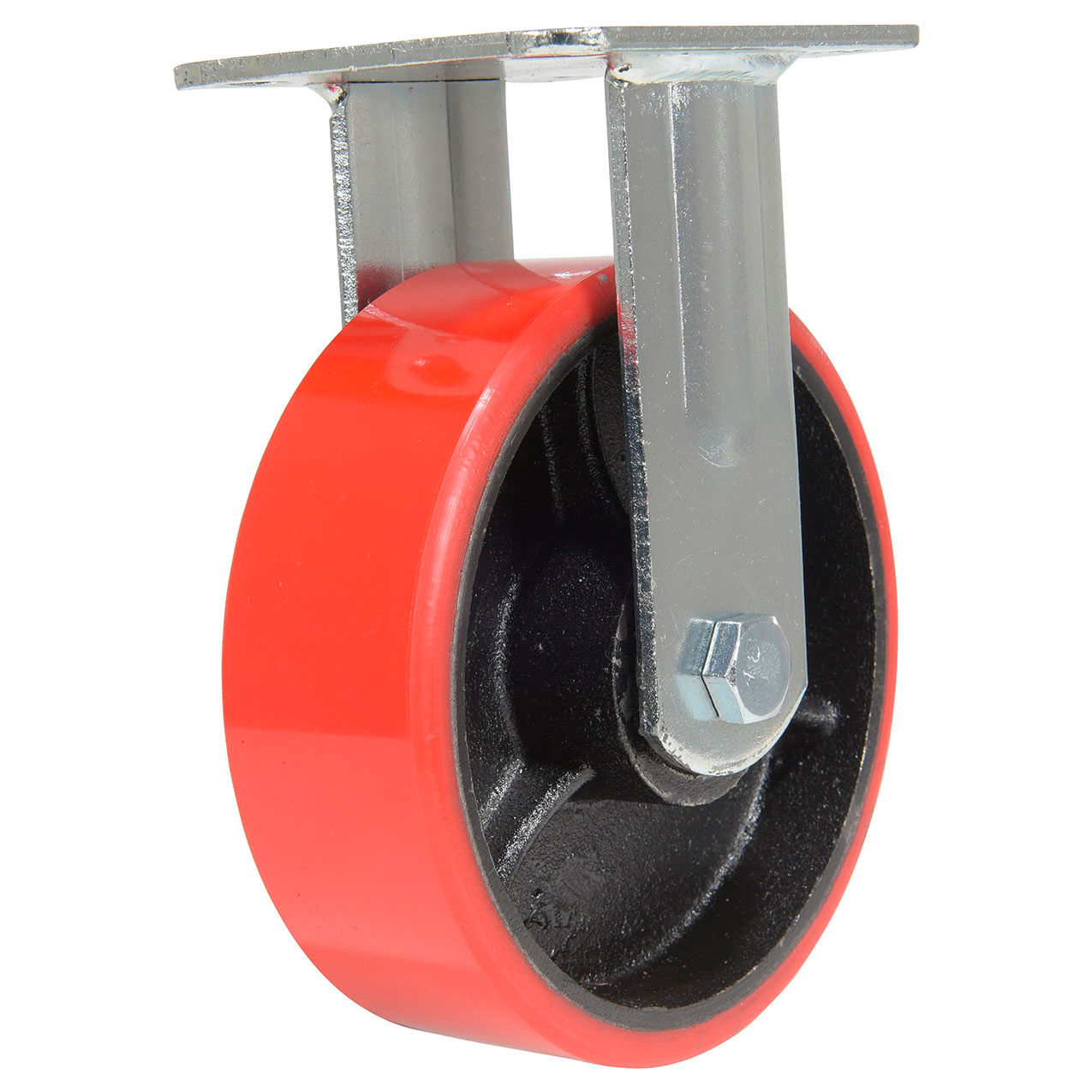 Rigid Caster 6" Dia. x 2"W, 1232 lb. Capacity, Polyurethane, Red