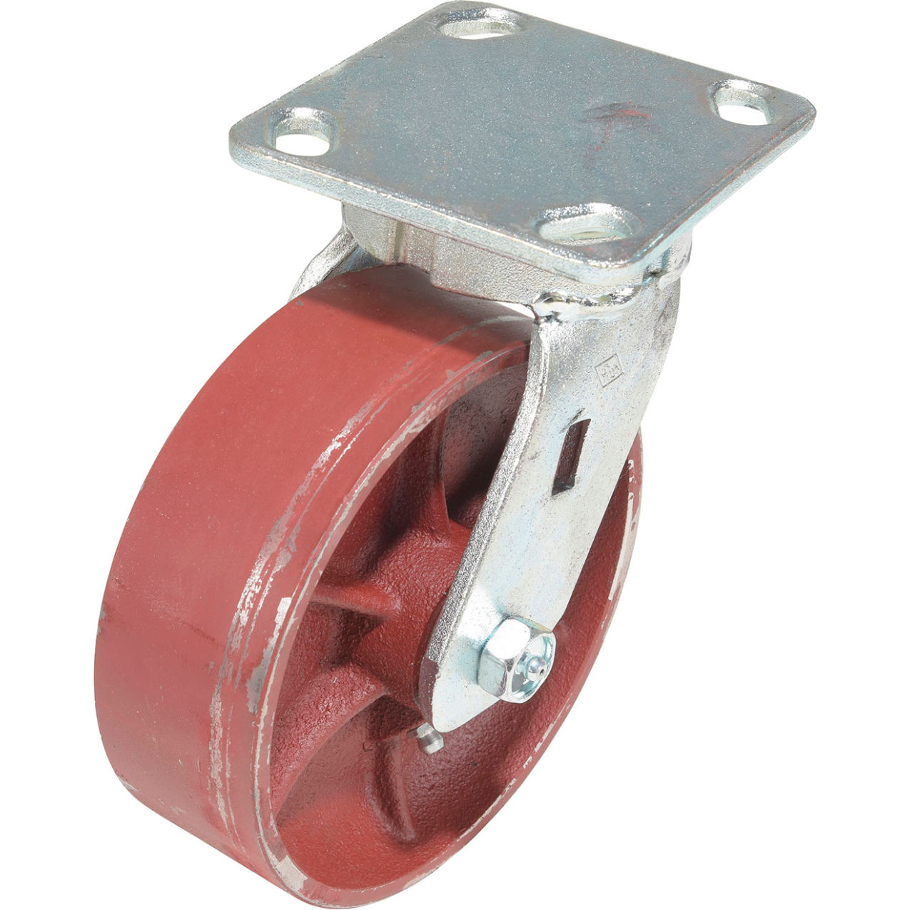 Swivel Caster 6" Dia. x 2"W, 2000 lb. Capacity, Ductile Steel, Red