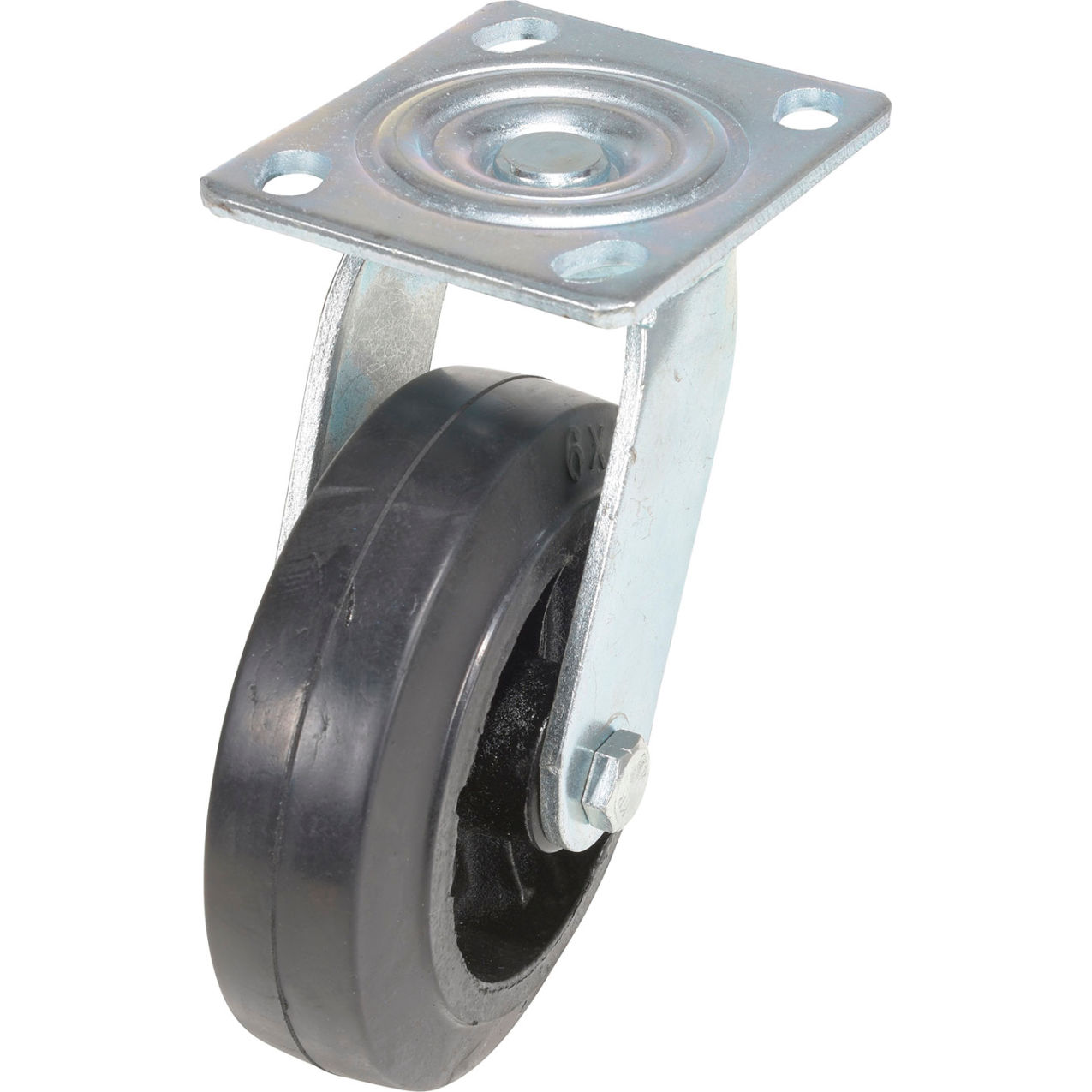 Swivel Caster 6" Dia. x 2"W, Rubber, 550 lb. Capacity, Black