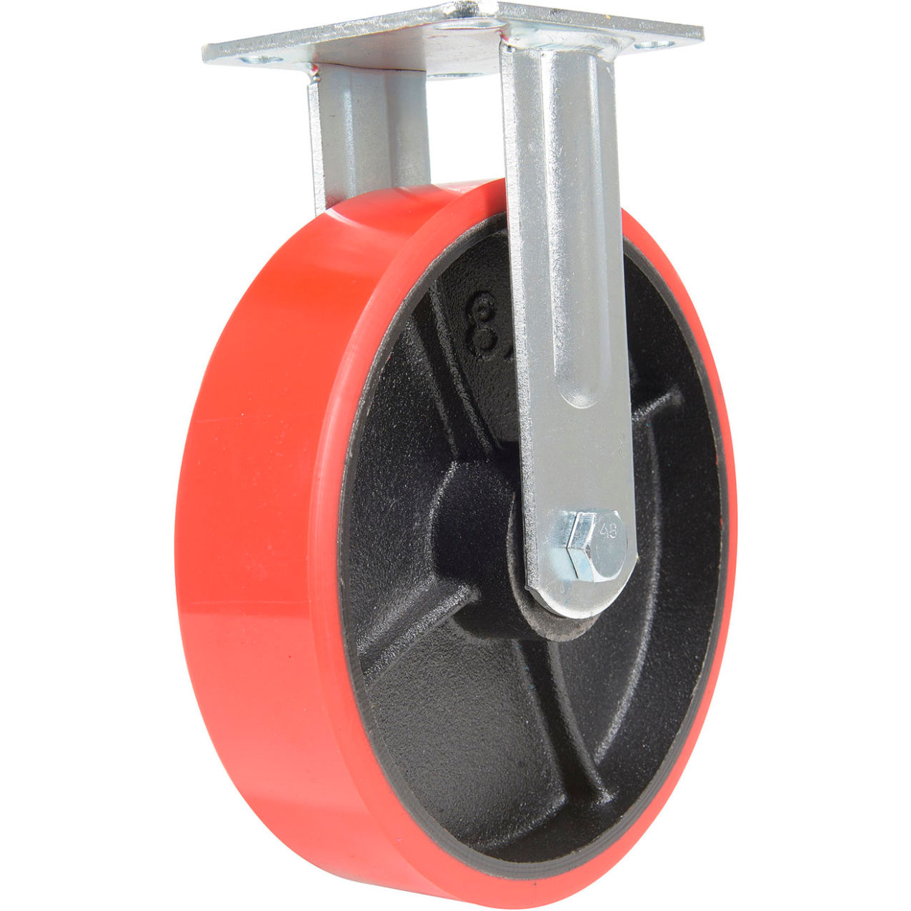 Rigid Caster 8" Dia. x 2"W, 1474 lb. Capacity, Polyurethane, Red