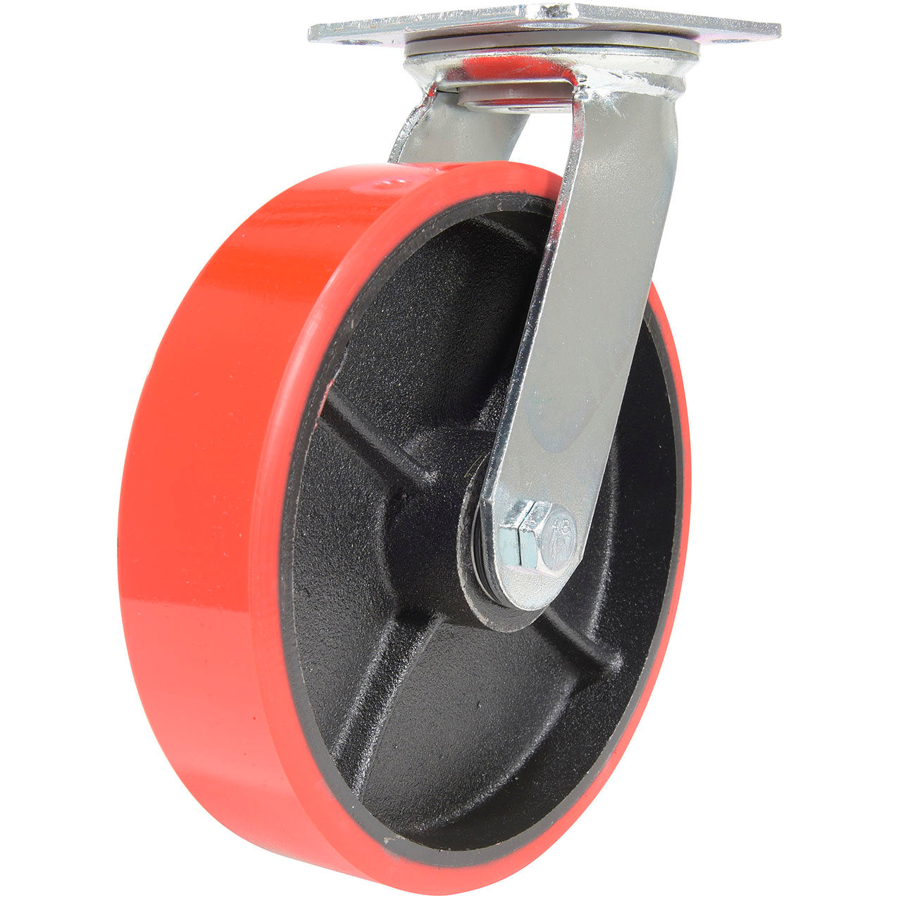 Swivel Caster 8" Dia. x 2"W, 1474 lb. Capacity, Polyurethane, Red