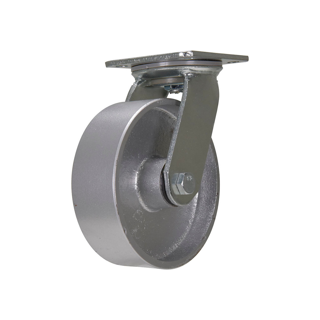 Swivel Caster 6" Dia. x 2"W, Cast Iron/Steel, 1543 lb. Capacity, Silver