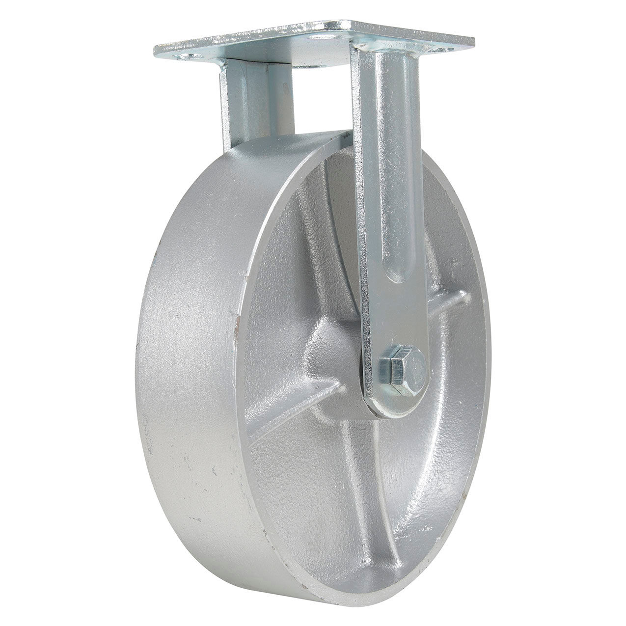 Rigid Caster 8" Dia. x 2"W, Cast Iron/Steel, 1760 lb. Capacity, Silver