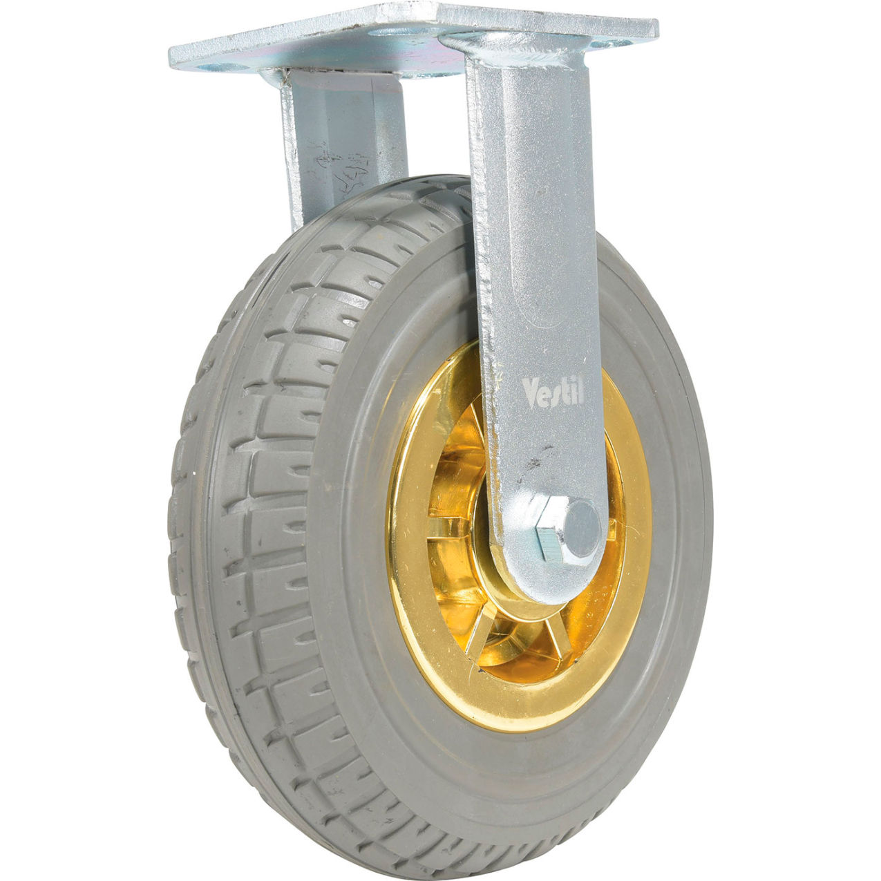 Rigid Caster 8" Dia. x 2"W, Flat Free, 661 lb. Capacity, Dark Gray/Gold