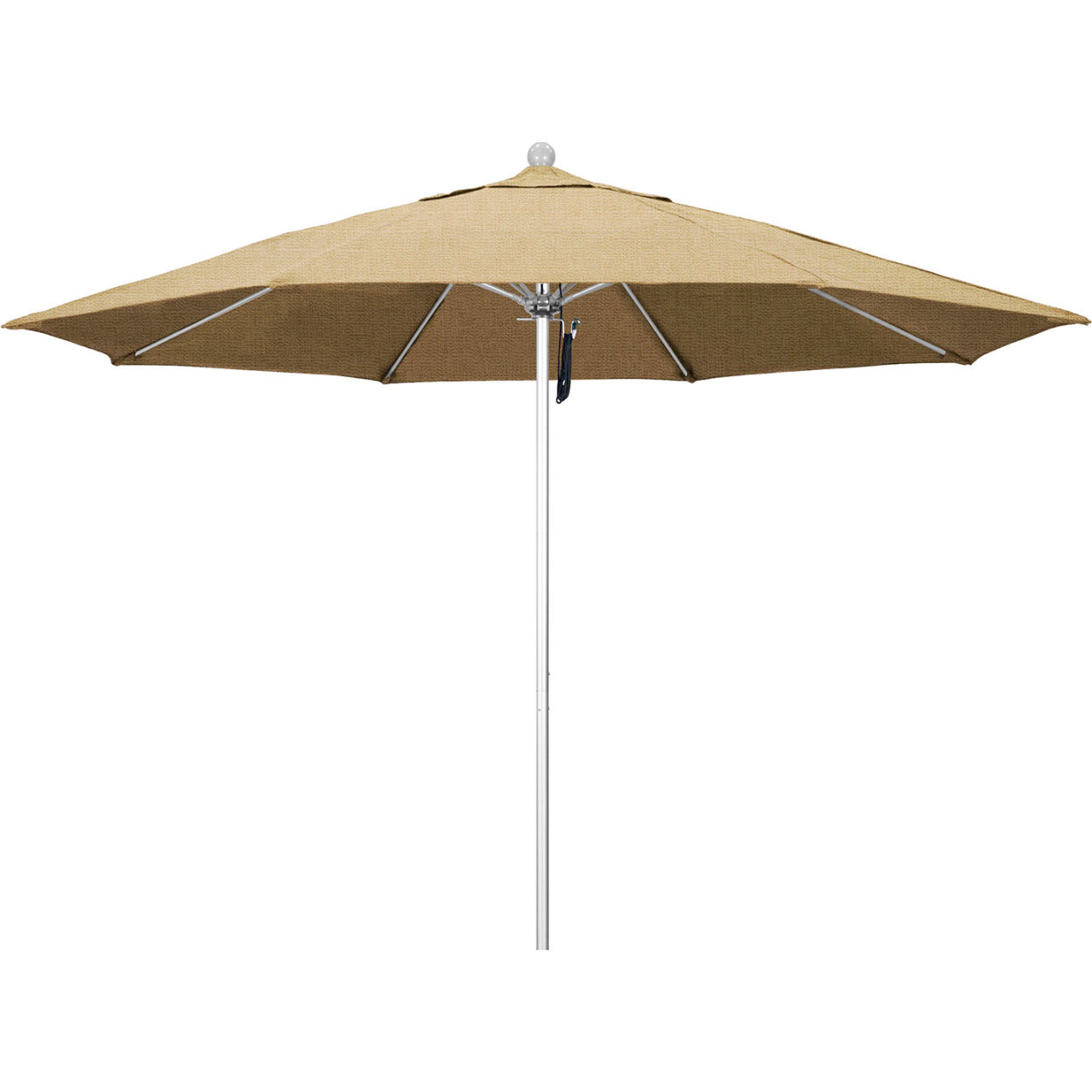 Venture 11' Patio Umbrella, Silver Pole, Sunbrella 2A Linen Sesame Fabric