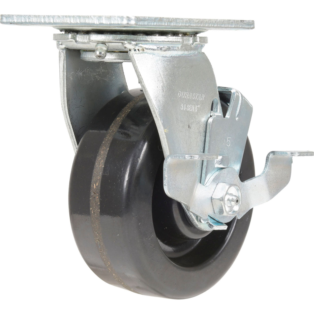 Swivel Caster 5" Dia. x 2"W with Brake, Phenolic, 1000 lb. Capacity, Black
