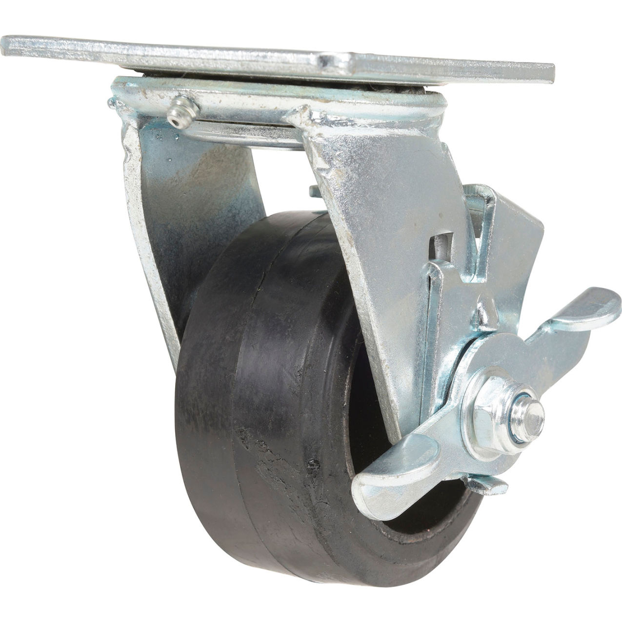 Swivel Caster 4" Dia. x 2"W with Brake, Rubber, 440 lb. Capacity, Black