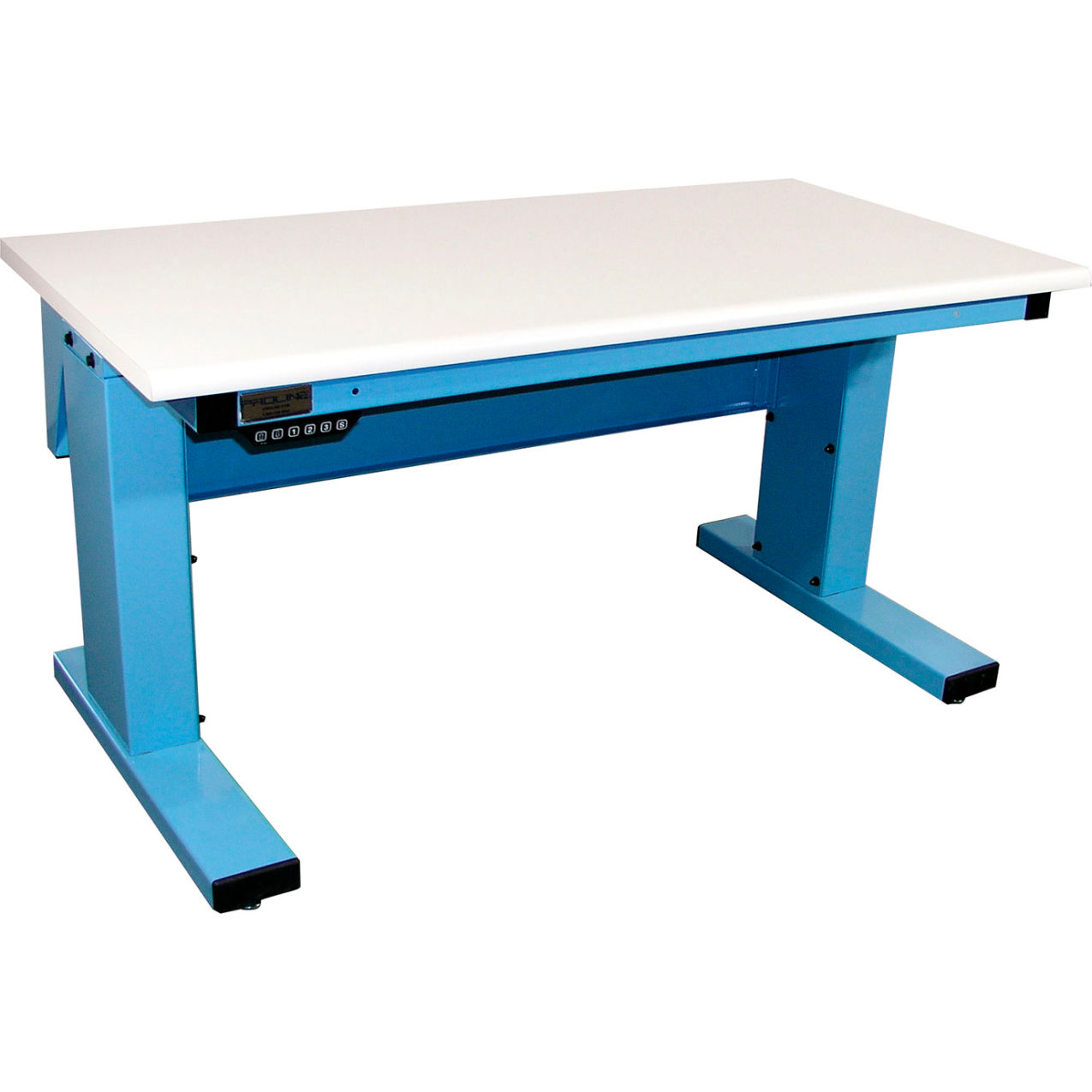 Millennium II 60 x 30 Electric Adj Height Workbench, ESD Laminate Bullnose Edge, Light Blue