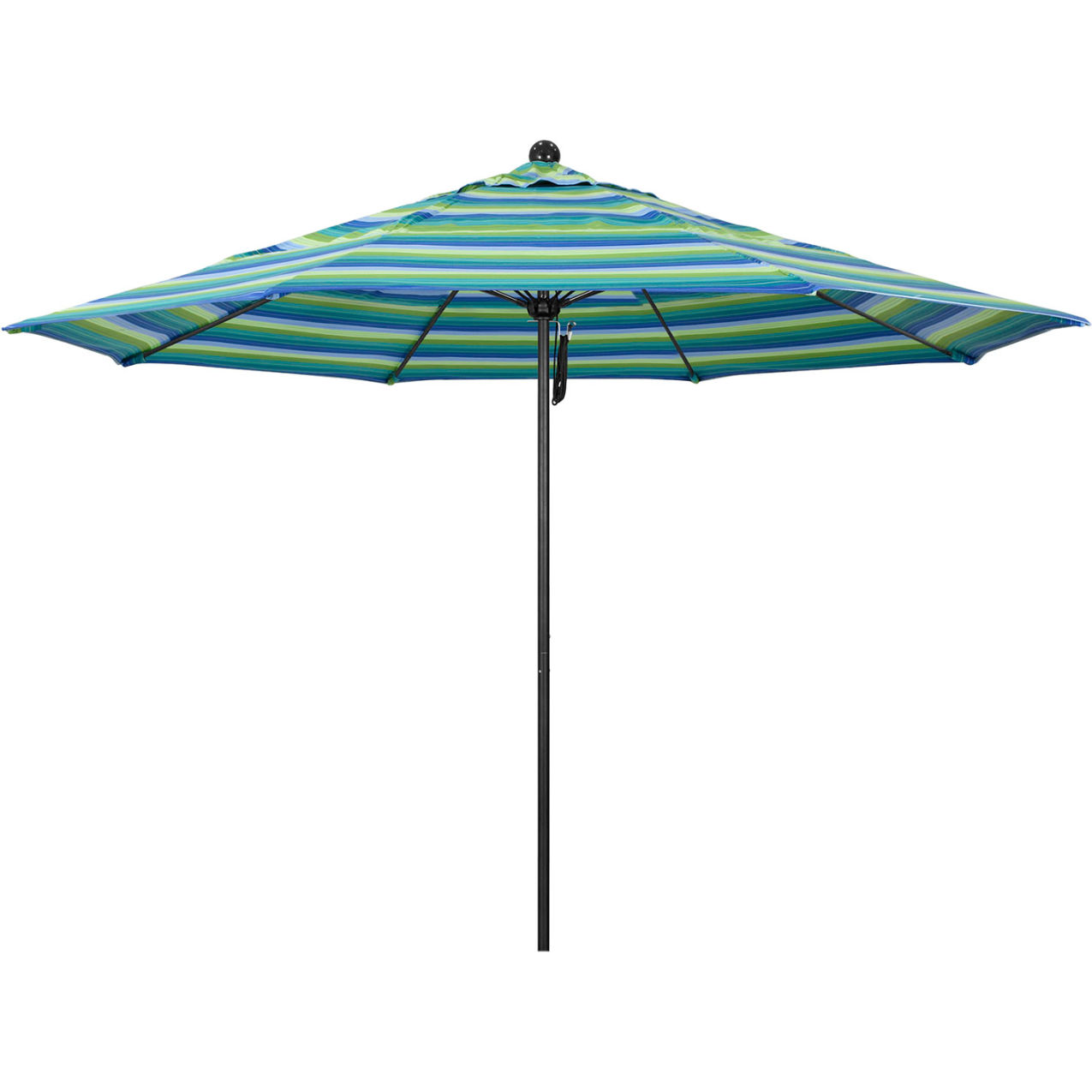 Venture 11' Patio Umbrella, Black Pole, Sunbrella 1A Seaside Seville Fabric