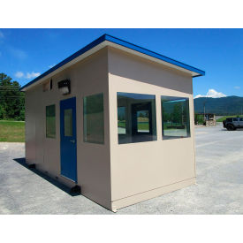 4' x 6' x 10'6" Guard Booth with HIP Roof & Veneer, Pre-Assembled, Beige