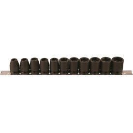 11-Piece 1/2" Square Drive Magnetic Metric Socket Set, 6 Point, Standard Length