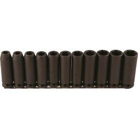 11-Piece 1/2" Square Drive Metric Socket Set, 6 Point, Long Length