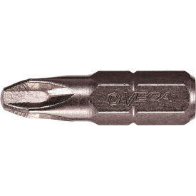 1" Phillips Square-Drive Insert Bit, 1/4" Hex, S2 Steel, Gunmetal Gray