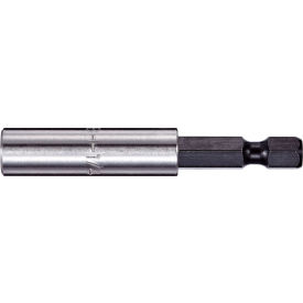1/4" Hex Magnetic Bit Holder x 10", S2 Steel, Stainless + Gunmetal Gray