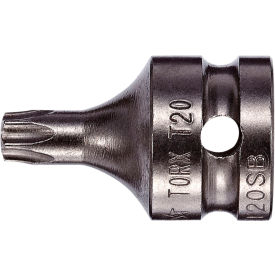 TORX Tamper 10 Socket Bit x 1" S2 Steel, Gunmetal Gray, 1/4" Sq. Dr