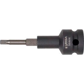 Hex 1/8, 1/2" Sq. Dr Socket Bit x 4-3/4", 1/4 Hex Shank Bit, S2 Steel, Gunmetal Gray