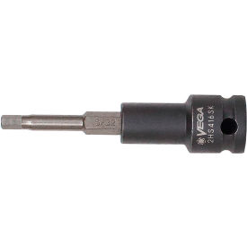 Hex 3/16, 3/8" Sq. Dr Socket Bit x 4-1/2", 1/4 Hex Shank Bit, S2 Steel, Gunmetal Gray