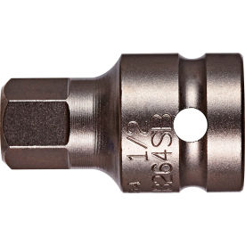 Hex 1/2" Sq. Dr Socket Bit x 1-1/2", S2 Steel, Gunmetal Gray