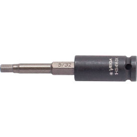 Hex 3mm, 1/4" Sq. Dr Socket Bit x 2-5/8", 1/4 Hex Shank Bit, S2 Steel, Gunmetal Gray