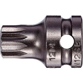 Triple Square 12M Socket Bit x 1", 3/8 Sq. Dr, S2 Steel, Gunmetal Gray
