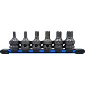 Drive Hex Socket Bit Set, 3/8" Square, S2 Steel, Gunmetal Gray, Metric
