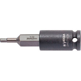 Hex 7/16, 3/8" Sq. Dr Socket Bit x 4", 7/16 Hex Shank Bit, S2 Steel, Gunmetal Gray