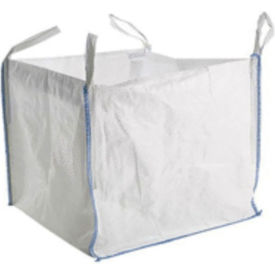 FIBC Bulk Bag, Duffel Top & Spout Bottom, 3000 lb. Capacity, 35"L x 35"W x 40"H, White