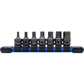 1/4" Drive Hex Socket Bit Set, 7pc, SAE S2 Modified Set, S2 Steel, Gunmetal Gray