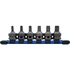 3/8 Drive TORX Socket Bit Set, S2 Steel, Gunmetal Gray, 6 Pieces