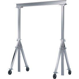 Adjustable Height Aluminum Gantry Crane, 12'W x 12'H, Steel Casters, 4000 lb. Capacity