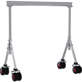 Adjustable Height Aluminum Gantry Crane, 10'W x 12'H, Pneumatic Rubber Casters, 4000 lb. Cap