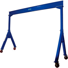 Steel Adjustable Height Gantry Crane, 15'W x 10'H, Ductile Steel Casters, 10000 lb. Capacity