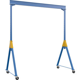 Adj. Height Steel Knock Down Gantry Crane, 15'W x 16-1/16'H, Phenolic Casters, 6000 lb. Cap
