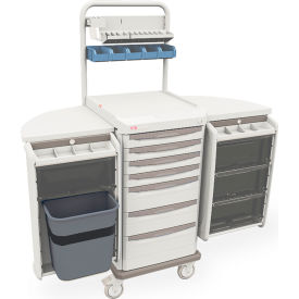 Decentralized Medication Cart with 7 Drawer, 34-1/8"L x 24-7/8"W x 44-3/4"H, Taupe