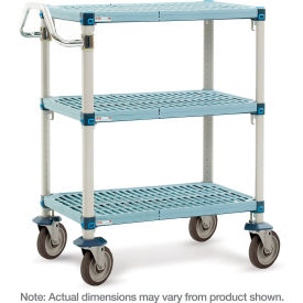 Industrial Plastic Shelving Utility Cart w/3 Shelves, 34-1/2"L x 20-5/16"W x 39-1/4"H
