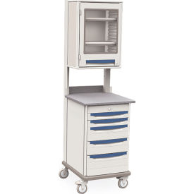 Mobile Workcenter, 23-5/8"W x 28-5/8"D x 81-1/2"H, 5 Drawers, Taupe
