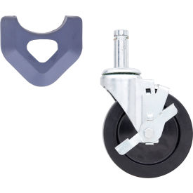 Resilient Rubber Swivel/Brake Stem Caster, 5" Dia., 200 lb. Capacity